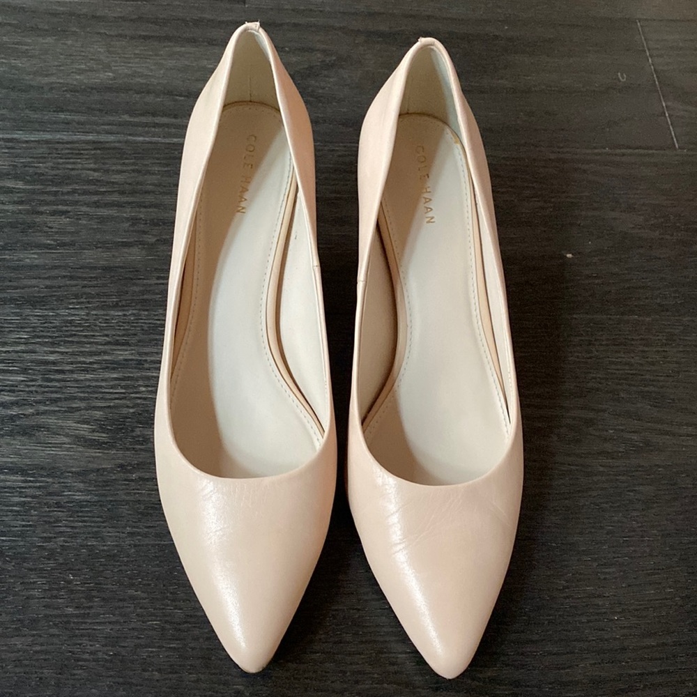 Cole Haan Nude Leather Pointed Toe Pumps